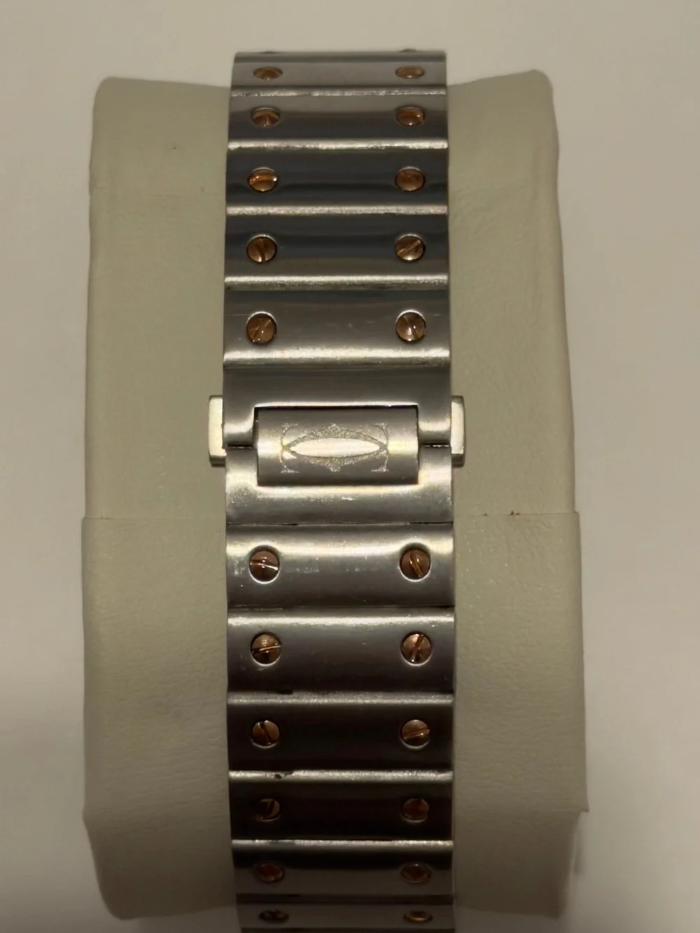 Cartier Santos Two Tone Watch Green Dial.